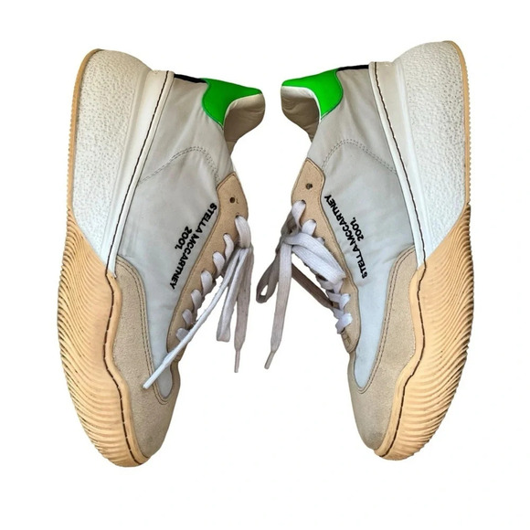 Stella McCartney Loop Lace Up Sneakers Neon Green White 37 Summer Streetwear - Picture 8 of 10